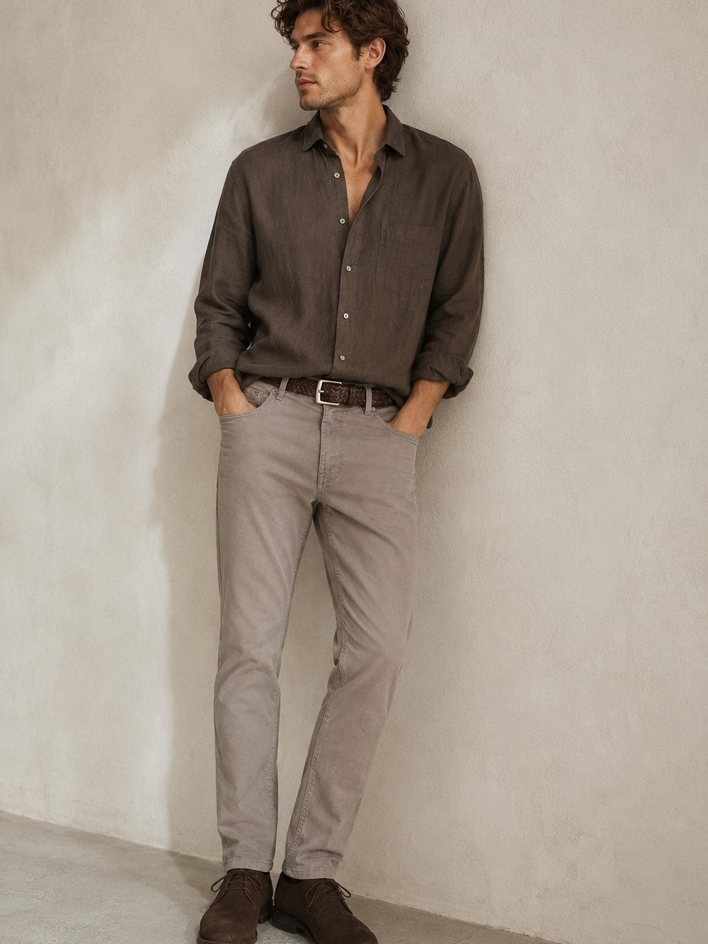Brody Jeans Jackson 31x32 Taupe Stretch Slim Straight Minimalist Neutral Classic